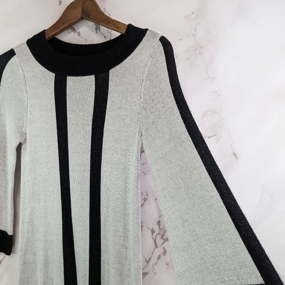 Alice + Olivia Dress Women XS Sweater Gray Wool Colorblock Stripe Mod Mini Tunic - Picture 9 of 9